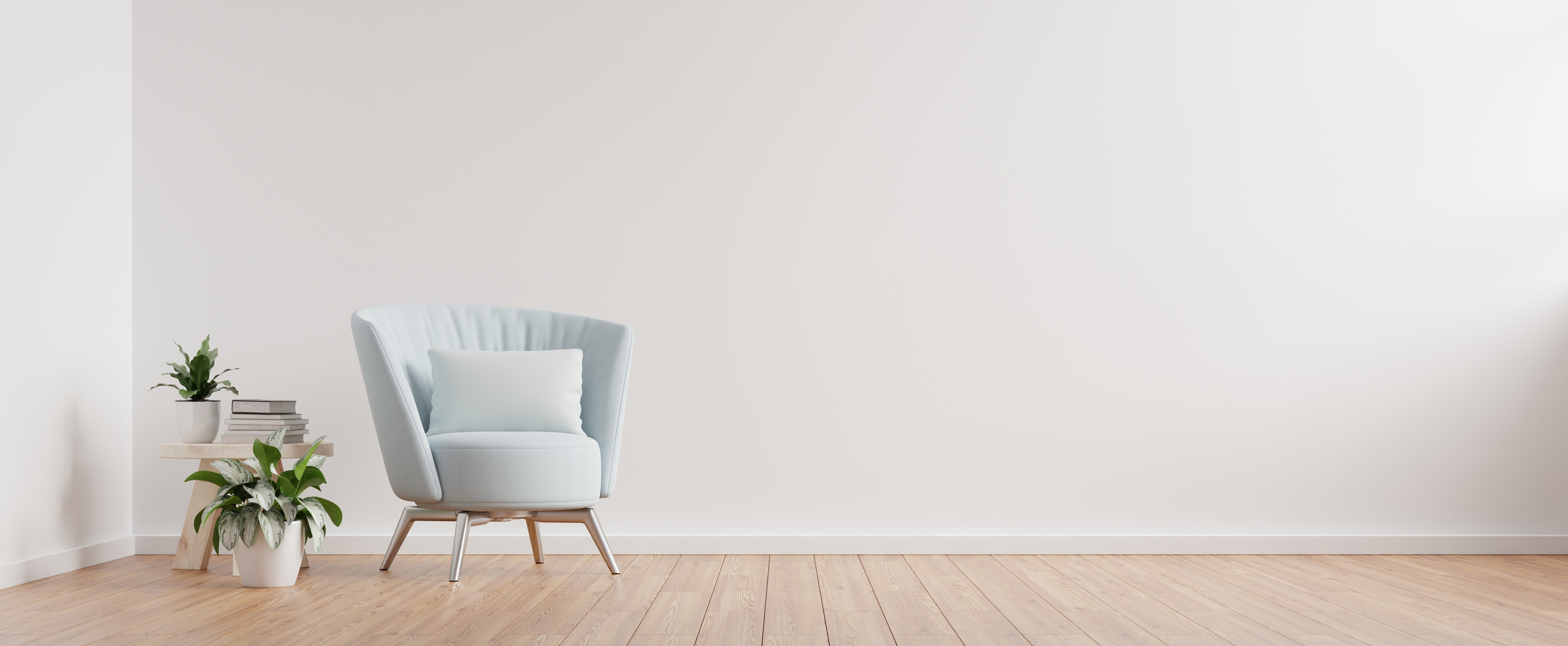 Armchair on Empty White Wall Background